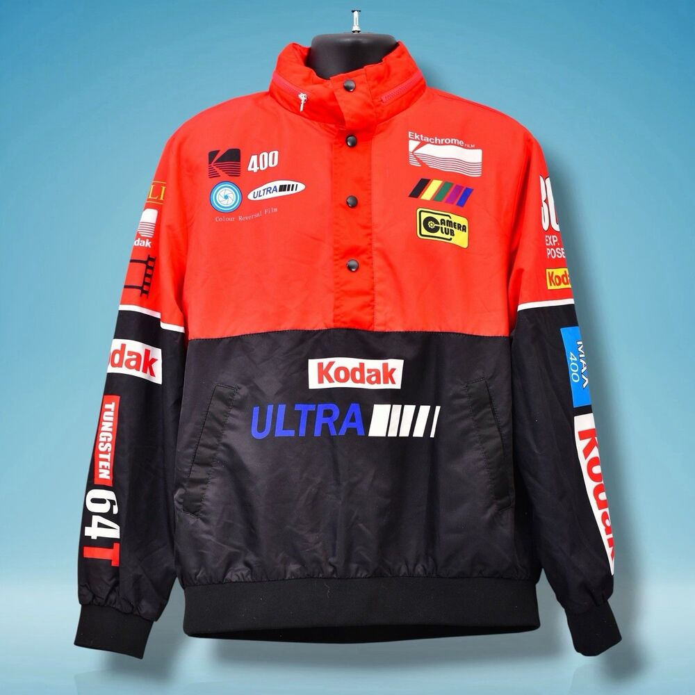 kodak ultra 36 exposures racing jacket red black vintage style men’s size l